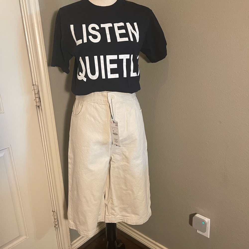 Zara Cream Bermuda Shorts